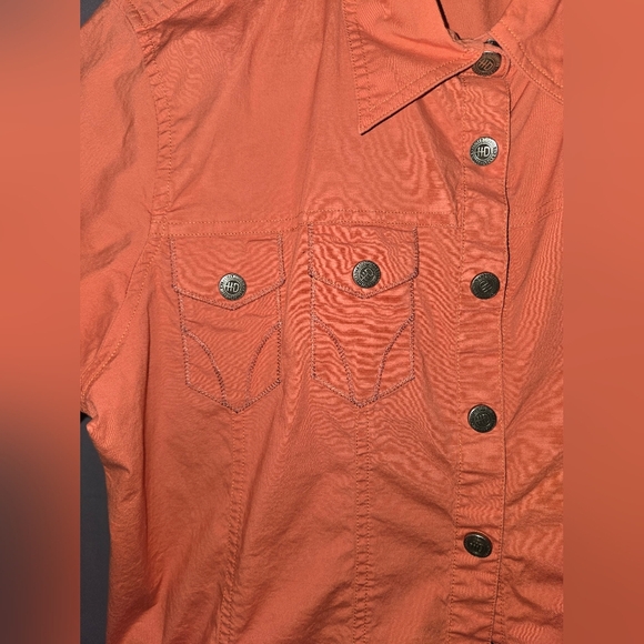 Harley-Davidson Women's Orange Button-Up Shirt Size XL | Western Style Pockets - Picture 2 of 7